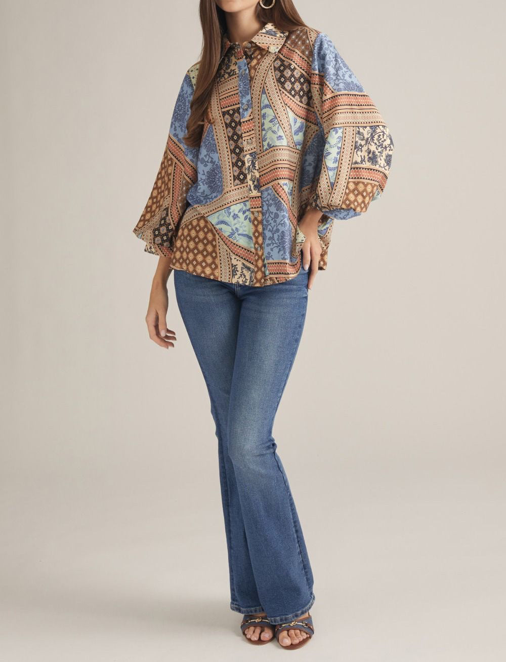 Chloe Patchwork Print Blouse