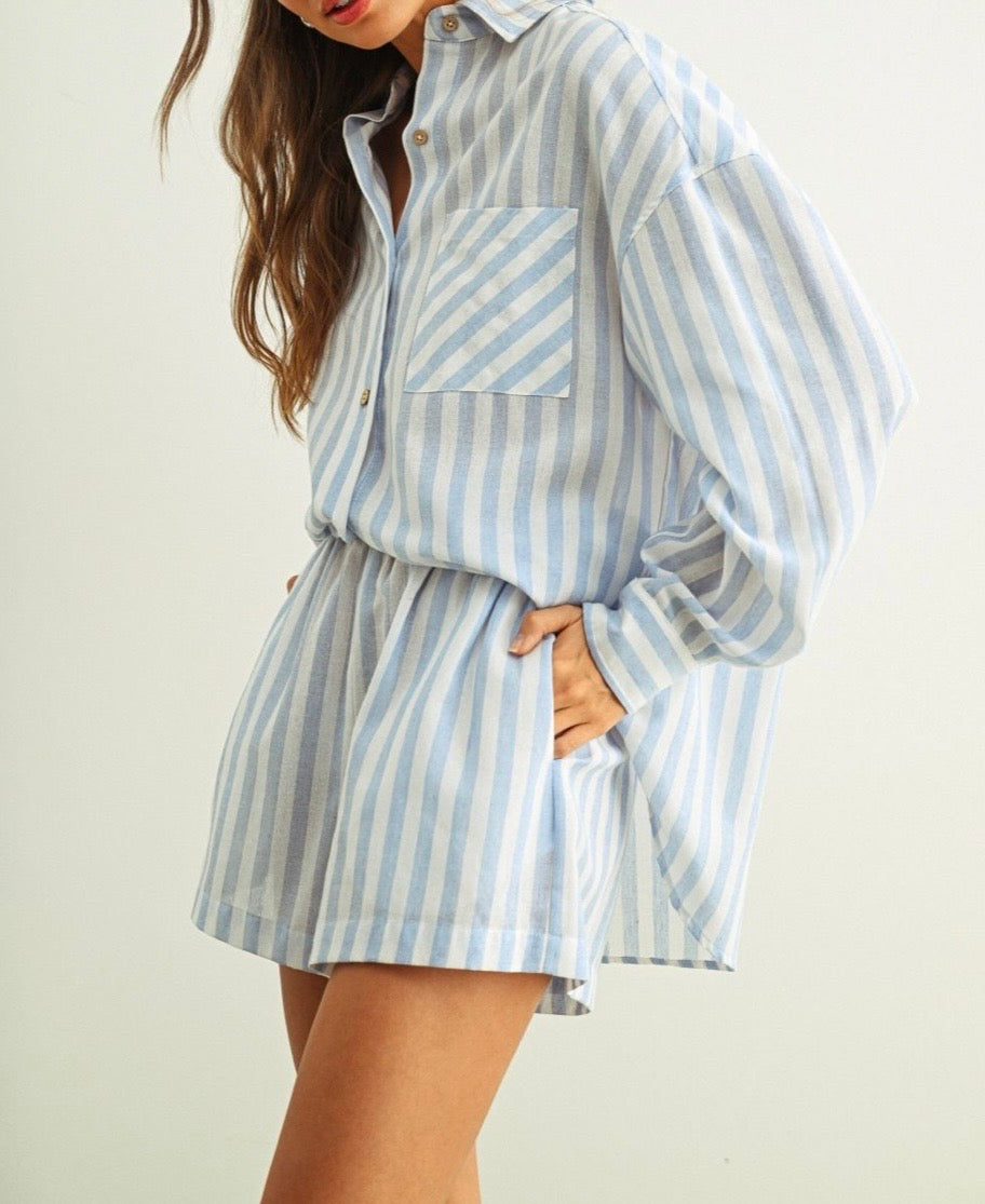 Danielle Striped Elastic Short