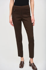 JR Jacquard Woven Abstract Print Slim Fit Pants Rust Pants