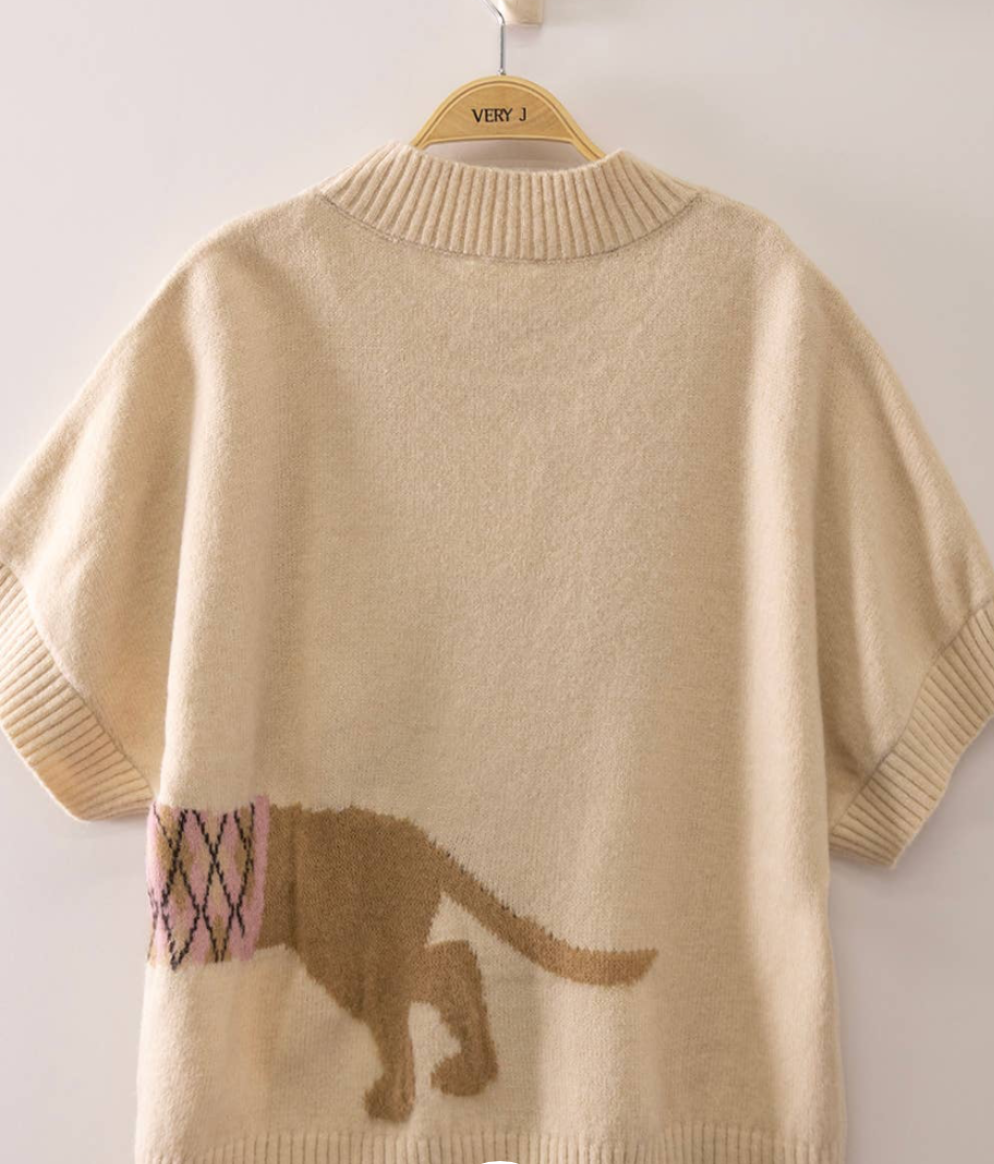 Sully Daschund Short Sleeve Sweater