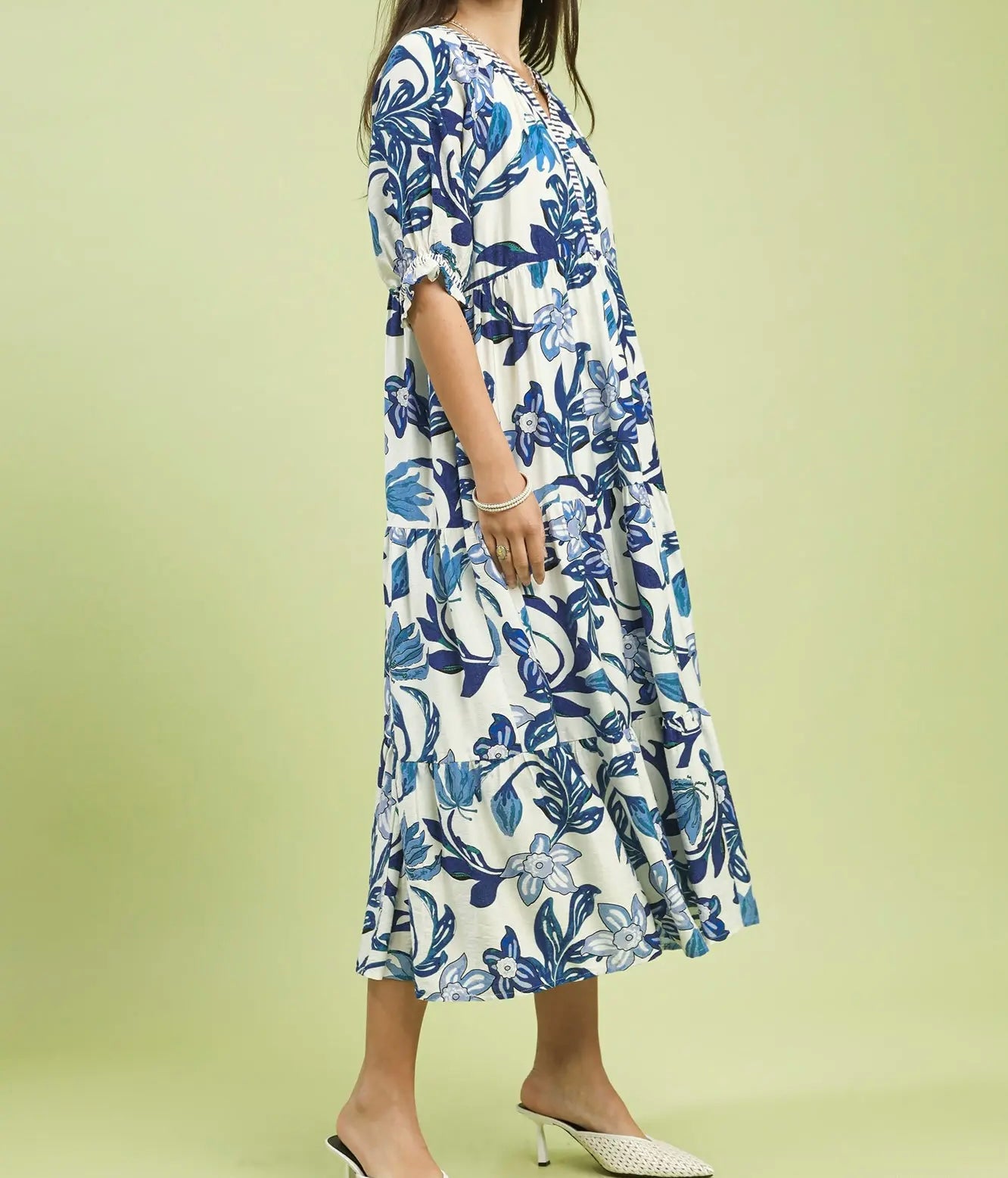 Alivia Navy Print Midi Dress