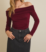 Burgundy Off Shoulder Top