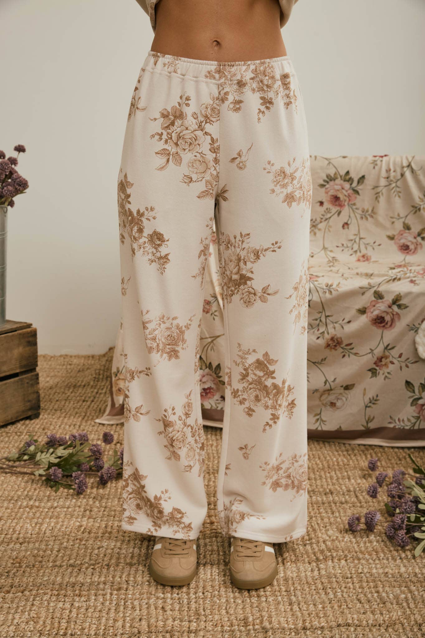 Floral Toile Wide Leg Pant