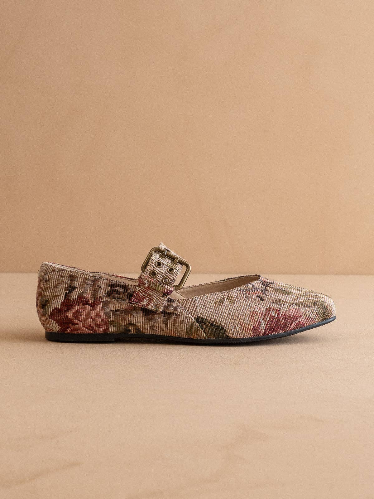 Mauve Tapestry Ballet Flat with Buckle