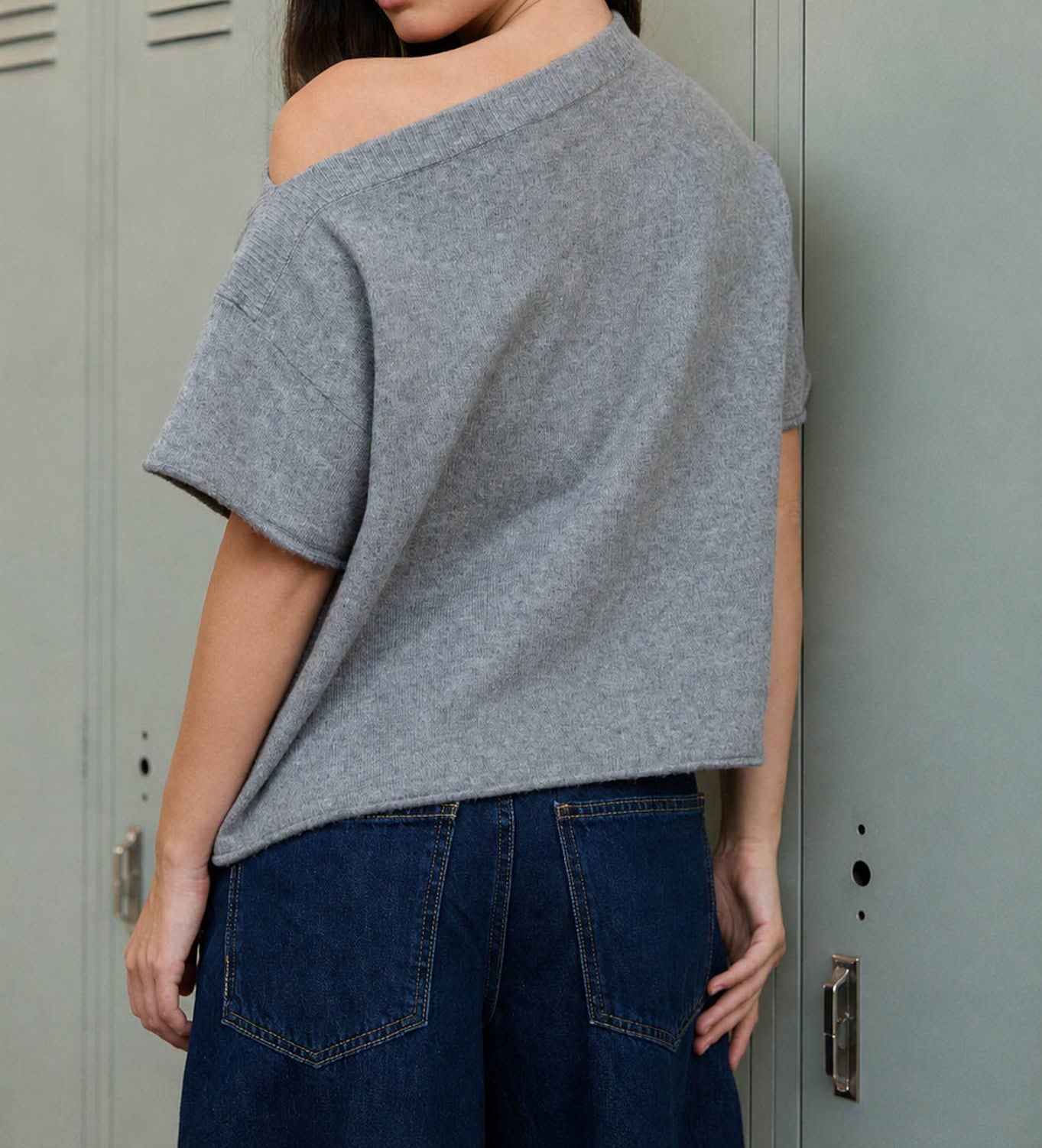 Sara Off Shoulder Boxy Sweater Top