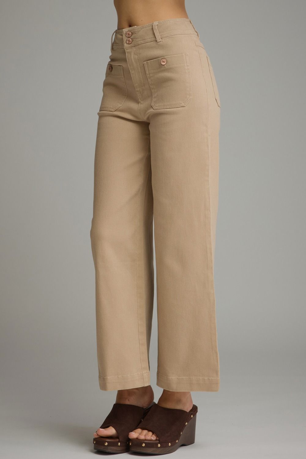 Grace Solid Camel Wide Leg Pant