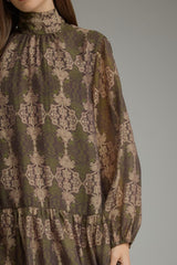 Braylon Olive Brown Print Dress