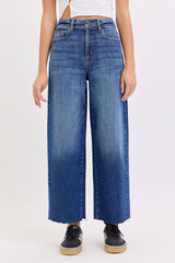 Lisa High Rise Crop Wide Leg with Raw Hem