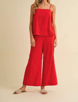 Ruby Red Cami & Wide Leg Pant Set