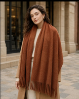 Mary Luxe Faux Mink Feel Plush Winter Scarf with Fringe
