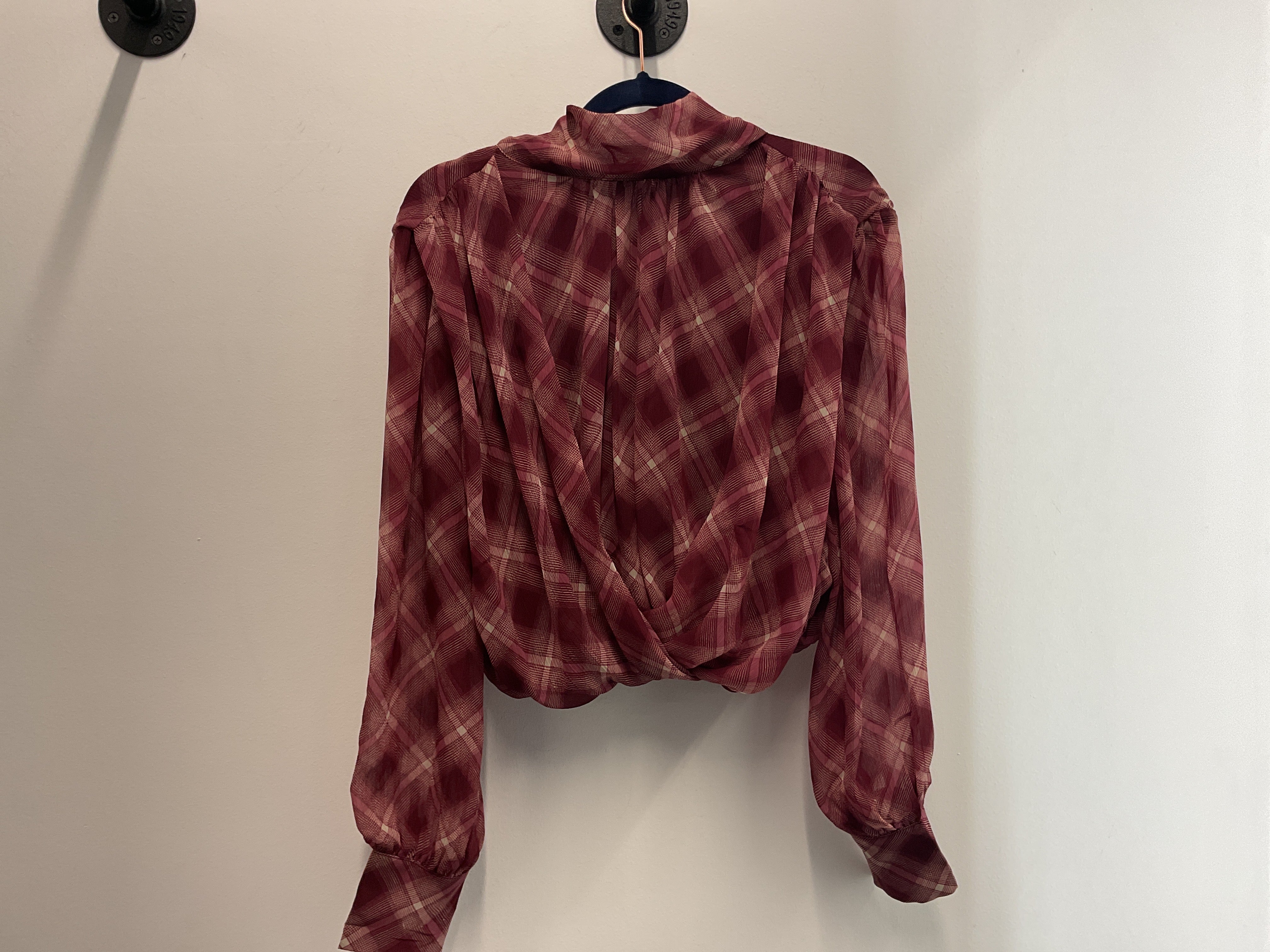 Amanda Merlot Plaid Top
