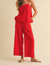 Ruby Red Cami & Wide Leg Pant Set