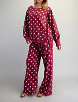 Maroon Polka Dot Sweatpants