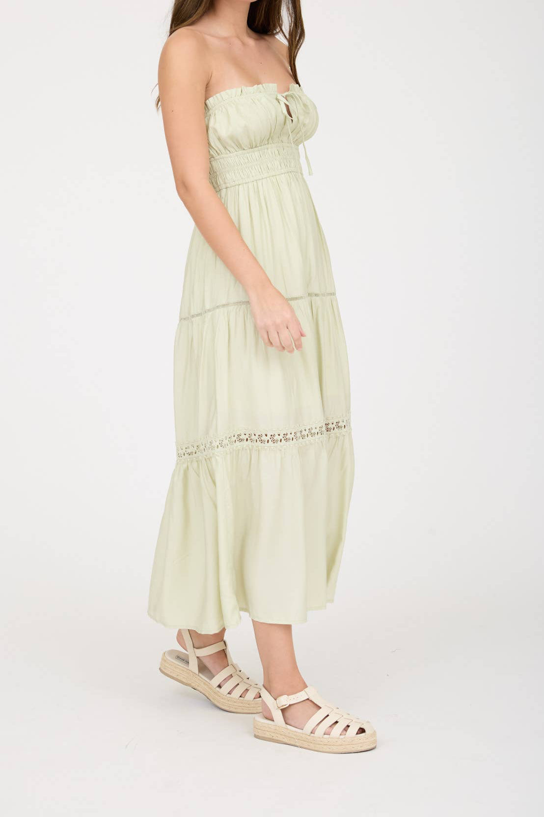 Francine Front Tie Strapless Midi Dress