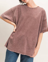 Micky Mineral Wash Oversized Crew Neck T-Shirts
