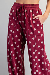 Maroon Polka Dot Sweatpants