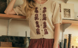 Hansen Embroidered Short Sleeve Sweater