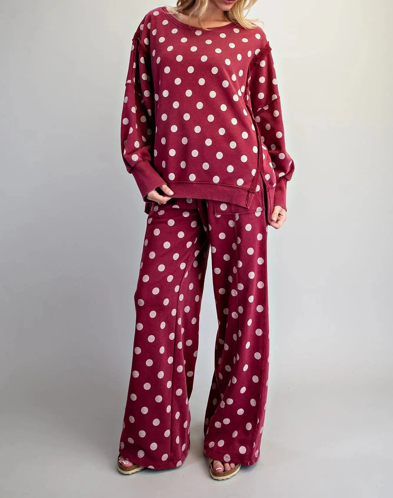 Ginny Maroon Polka Dot Sweatshirt