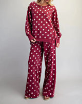 Ginny Maroon Polka Dot Sweatshirt