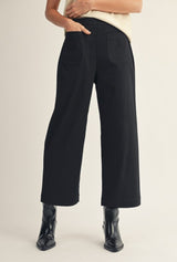 Willow Black Wide Leg Cropped Slacks