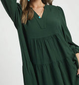 Hunter Green Tiered Midi Dress