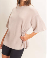 Devan Mineral Wash Waffle Short Sleeve Top