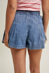 Polly Pleated Denim Shorts