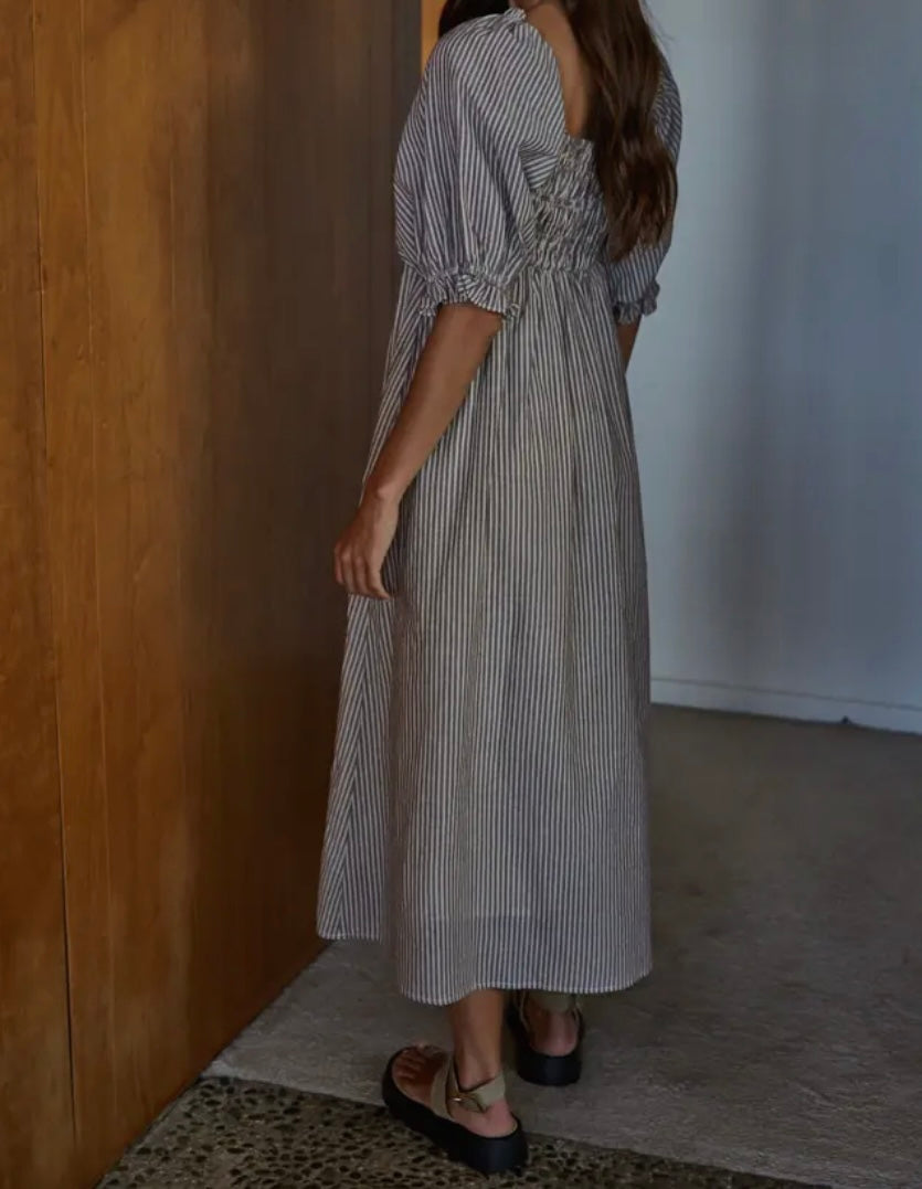 Baylee Linen Stripe Midi Dress