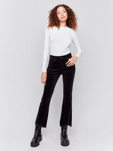 Corduroy Asymmetrical Hem Bootcut Pant