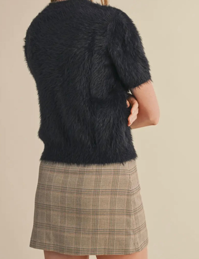 Heather Fuzzy Black Sweater