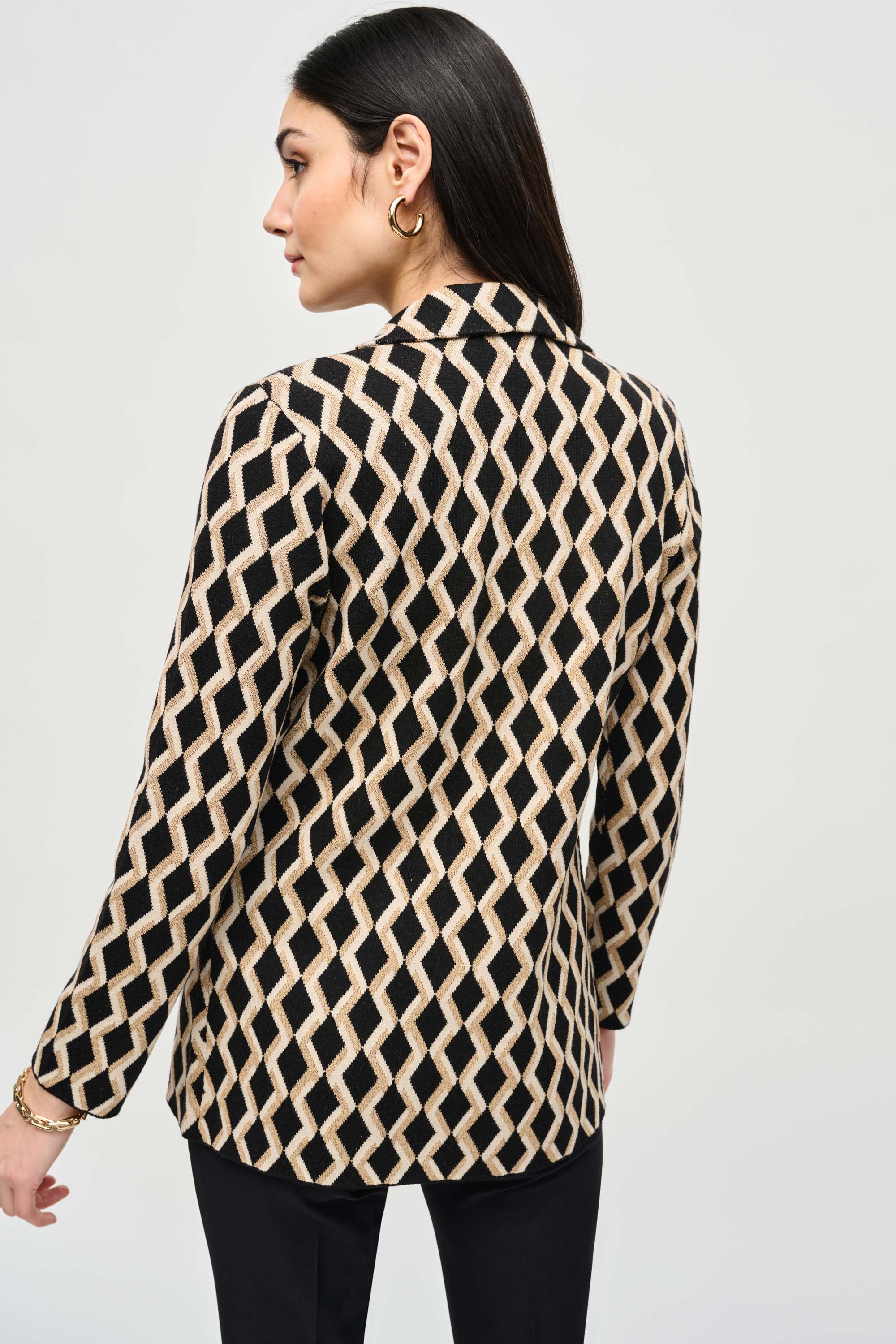 JR Brushed Jacquard Geometric Print Blazer