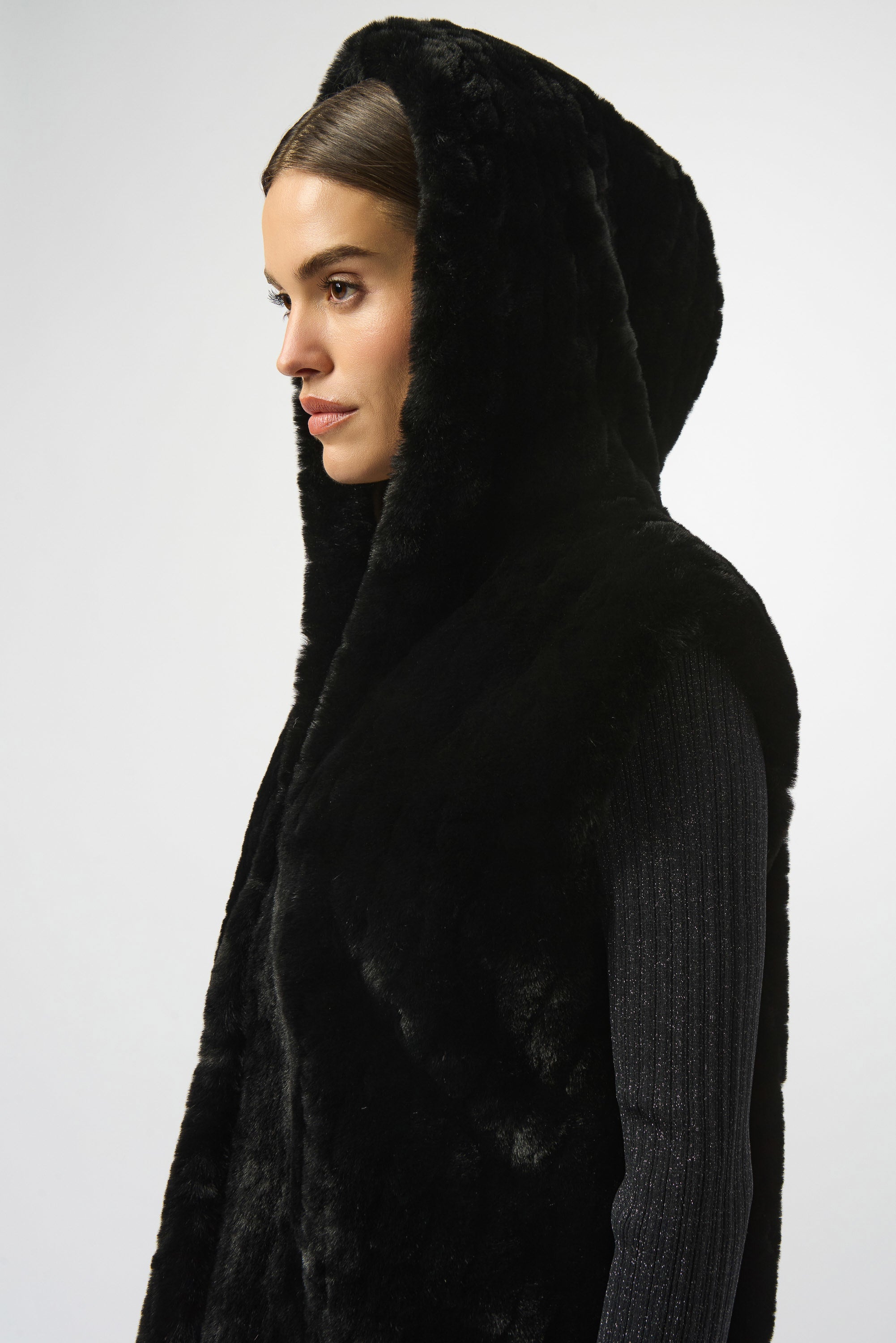 JR Faux Fur Textured Stripe Vest