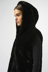 JR Faux Fur Textured Stripe Vest