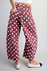 Wine Polka Dot Barrel Pants