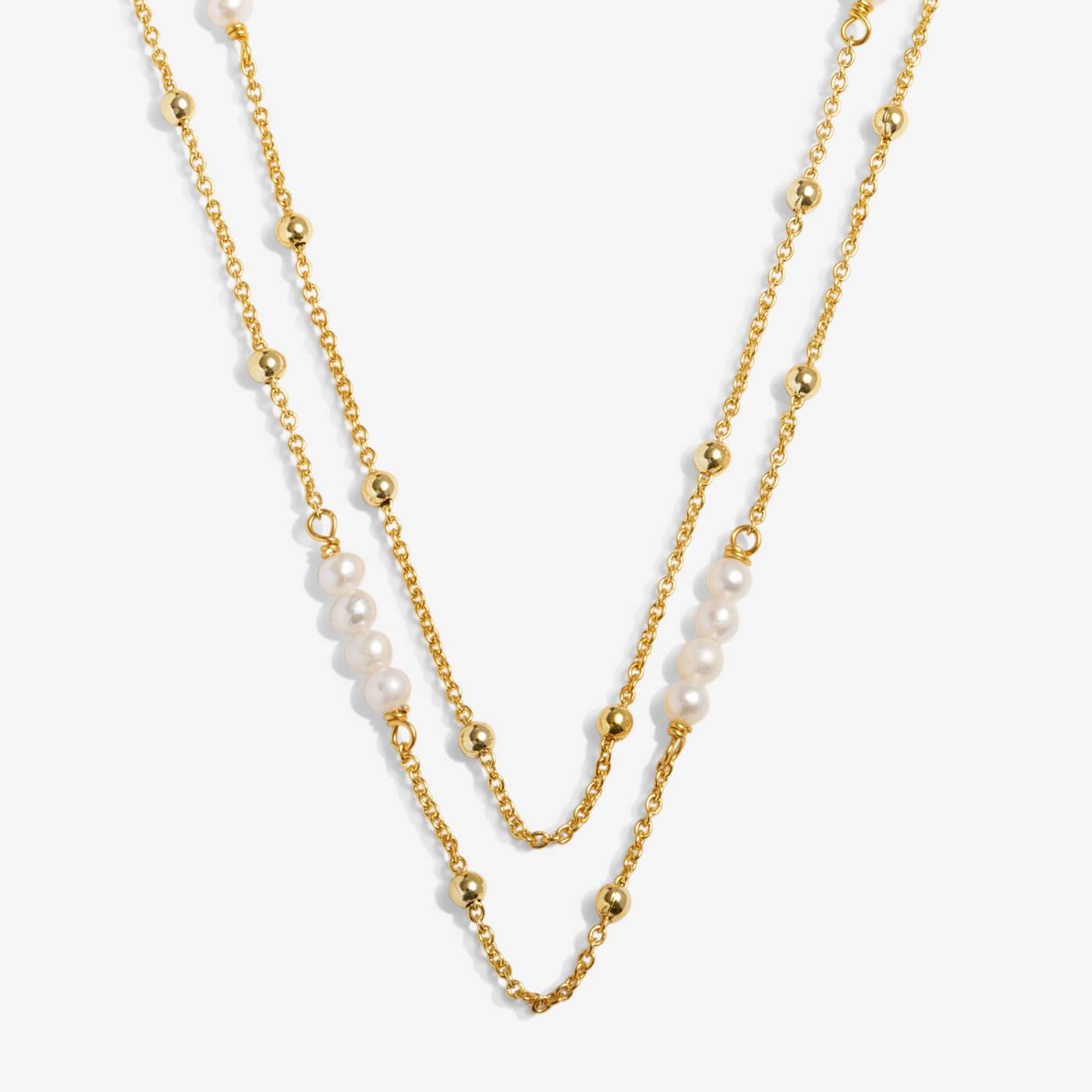 A Littles & Co Double Layered Pearl Chain Necklace