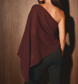 Alex Asymmetric Brown Chiffon Cape