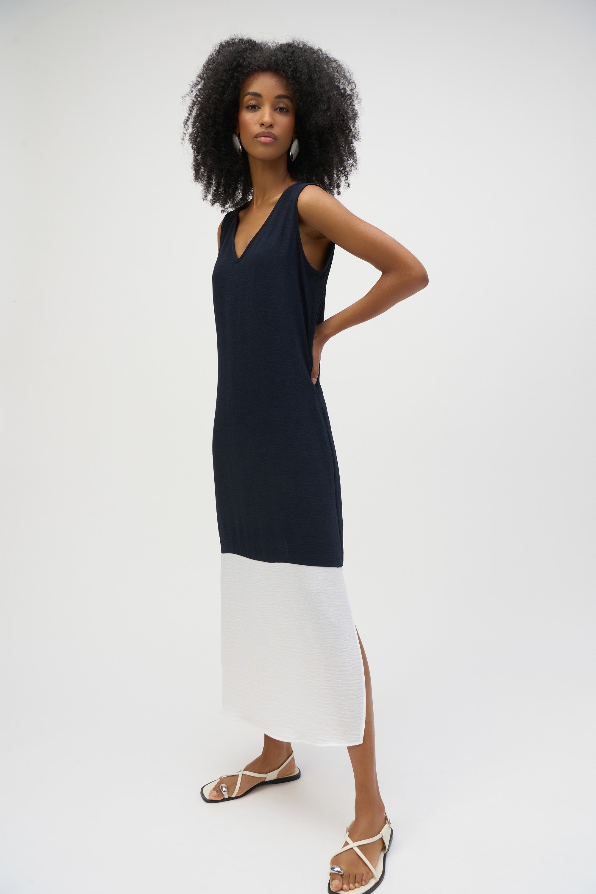 JR Gauze Color Block Straight Dress