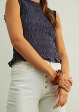 Naval Sleeveless Smock Blouse
