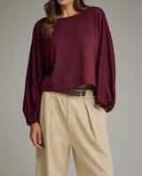Jillian Burgundy Long Sleeve Top