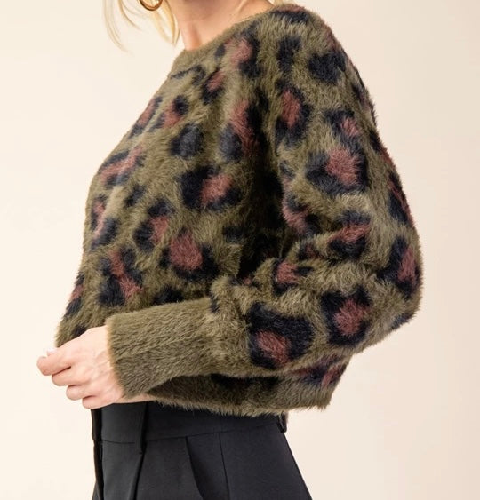 Lindsey Olive Leopard Sweater