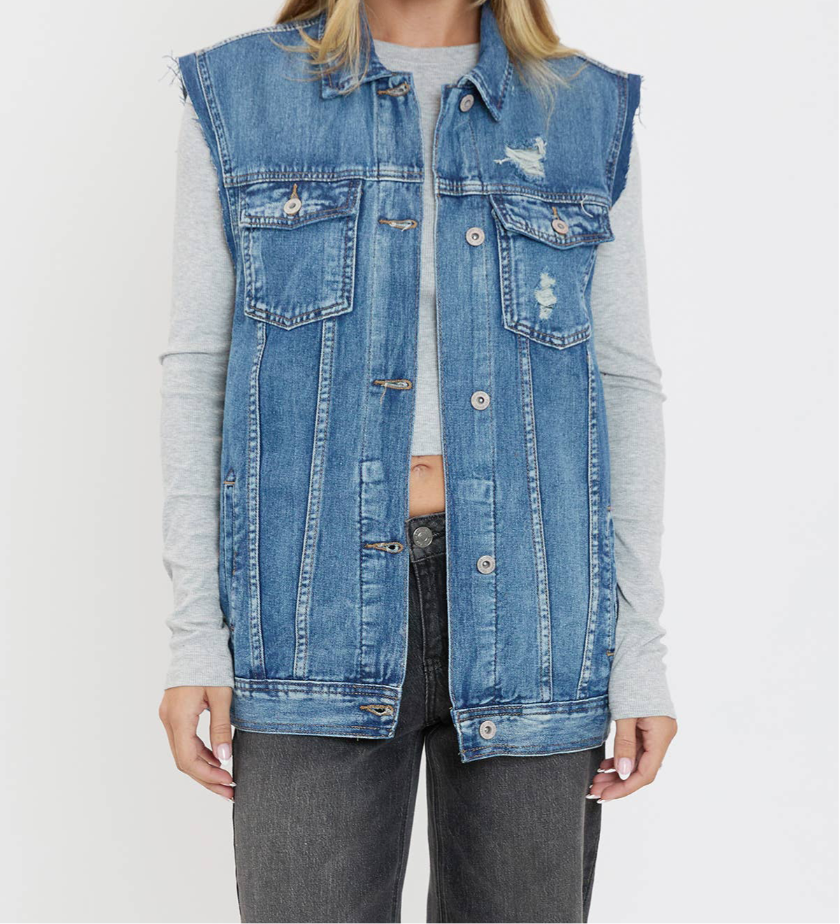 Beau Boyfriend Fit Denim Vest