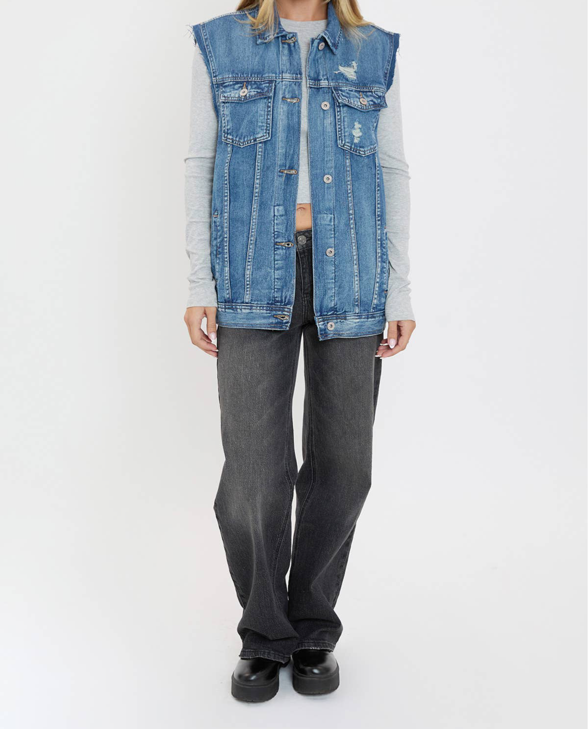 Beau Boyfriend Fit Denim Vest