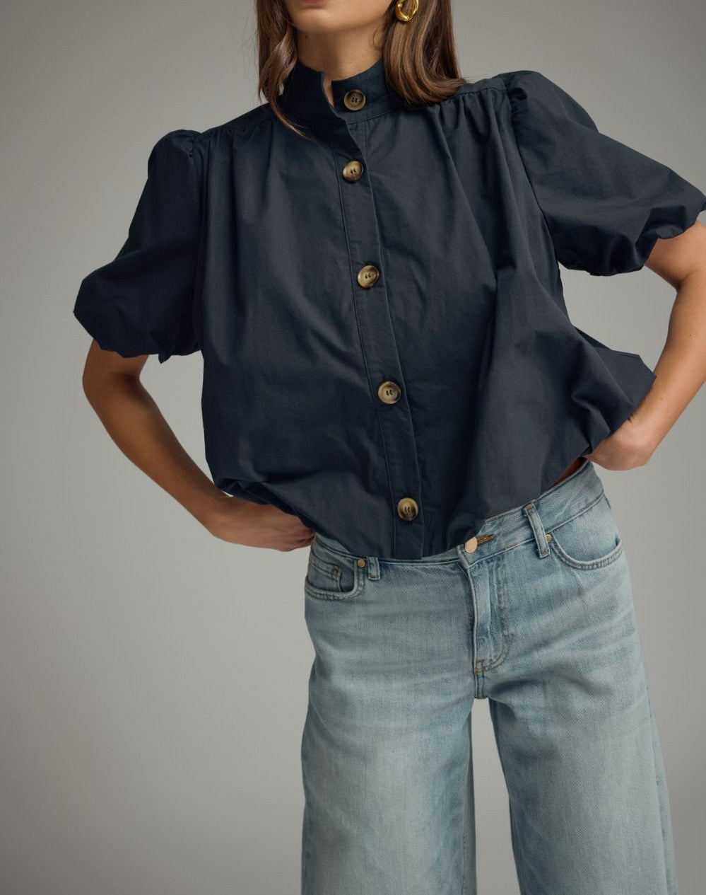 Terry Bubble Hem Short Sleeve Top