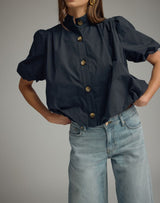 Terry Bubble Hem Short Sleeve Top