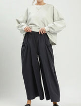 Phoebe Flowy Wide Leg Pant-Black and Navy