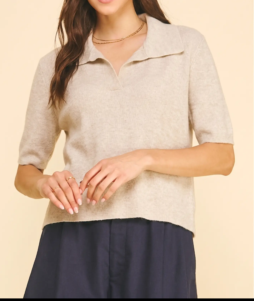 Cassie Ribbed Polo Sweater