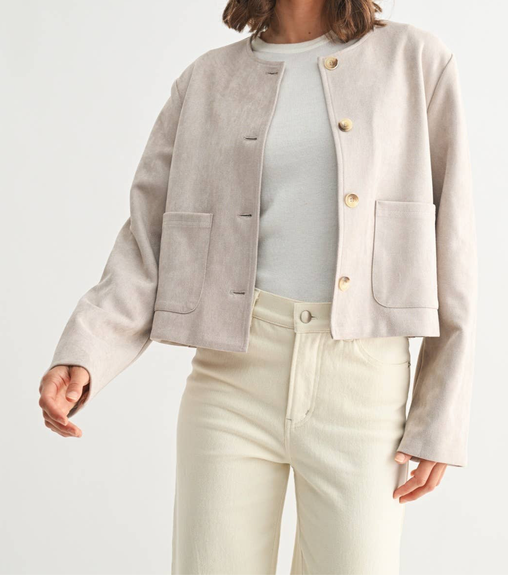 Samantha Suede Buttondown Jacket