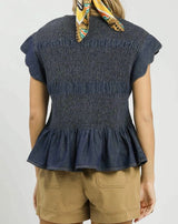 Madi Indigo Chambray Peplum Top