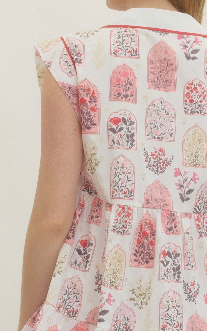 Janet Print Flutter Sleeve Mini Dress