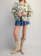 Cassie Floral Print Denim Jacket